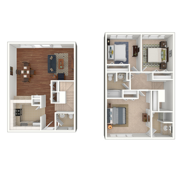 3 Bed + 2.5  Bath Townhome